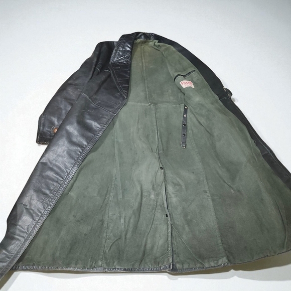 WW2 ORIGNAL GERMAN WEHRMACHT OFFICER LEATHER GREATCOAT Fischer Trachten Kleidung - Picture 10 of 13